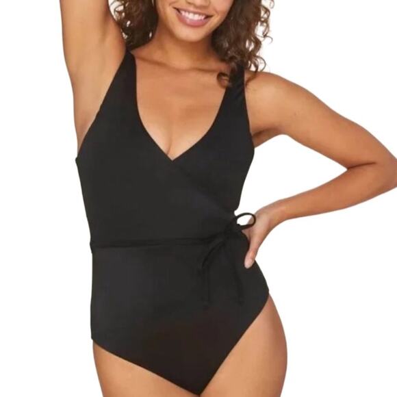 ANDIE The Belmar One Pcs Swimsuit Sz M  V Neck Waist Tie Eco Feminine Retro NWT - Picture 2 of 11